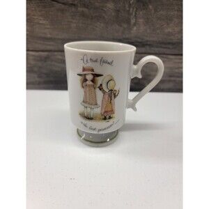Holly Hobbie Pedestal Coffee Porcelain Mug A True Friend Is The Best VTG